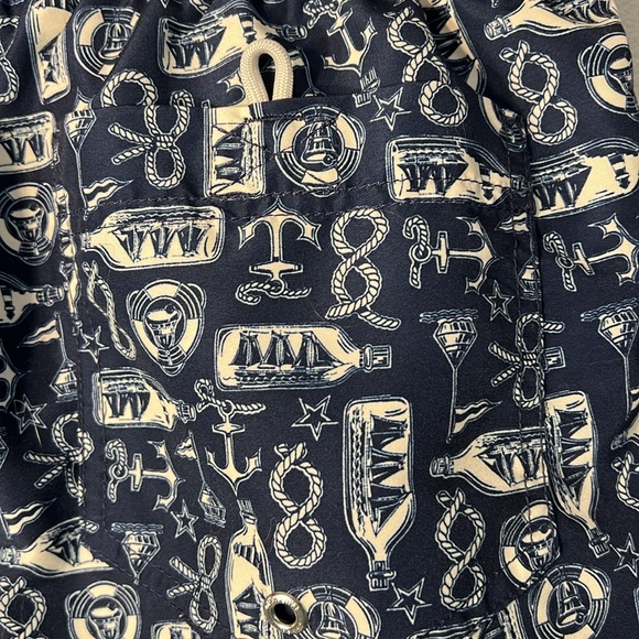 Lands’ End Men’s Swim Trunks Size Med. Blue & White Nautical Theme. - Picture 3 of 10